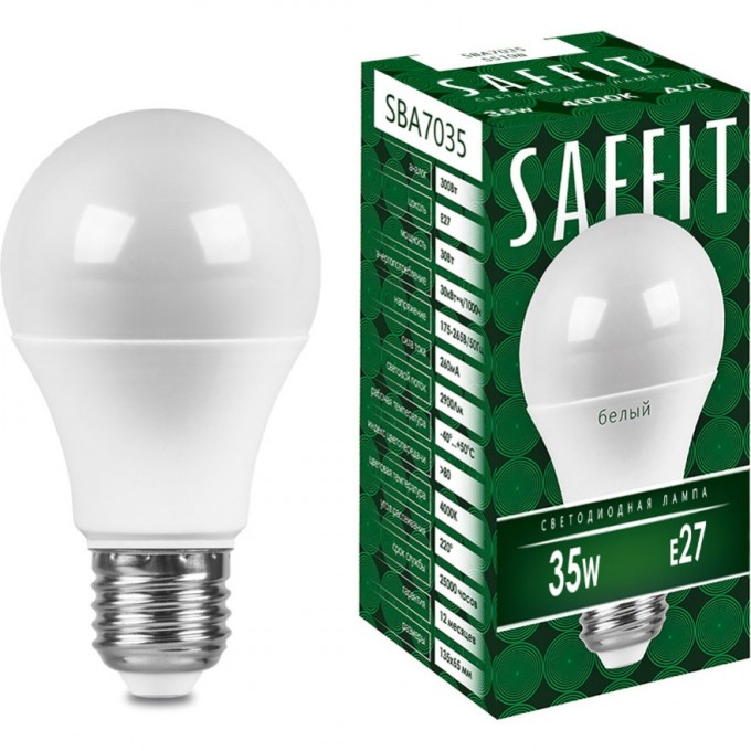 Лампа светодиодная FERON SAFFIT SBA7035 Шар E27 35W 4000K 55198 Лампа светодиодная FERON SAFFIT SBA7035 Шар E27 35W 4000K 55198