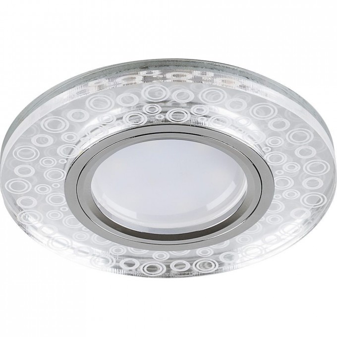 Светильник встраиваемый с LED подсветкой FERON CD961 потолочный MR16 G5.3 прозрачный, хром 32994 Светильник встраиваемый с LED подсветкой FERON CD961 потолочный MR16 G5.3 прозрачный, хром 32994