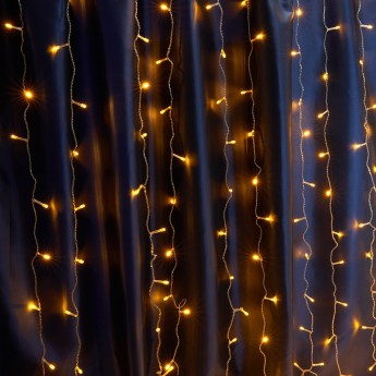 Светодиодная гирлянда FERON CL21 занавес 3*2м + 3м 230V желтый c питанием от сети, прозрачный шнур