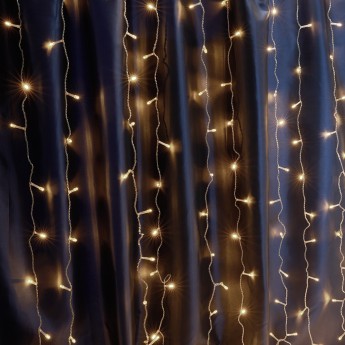 Светодиодная гирлянда FERON CL21 занавес, статичная 3*2м + 3м 230V 2700К, c питанием от сети, прозрачный шнур