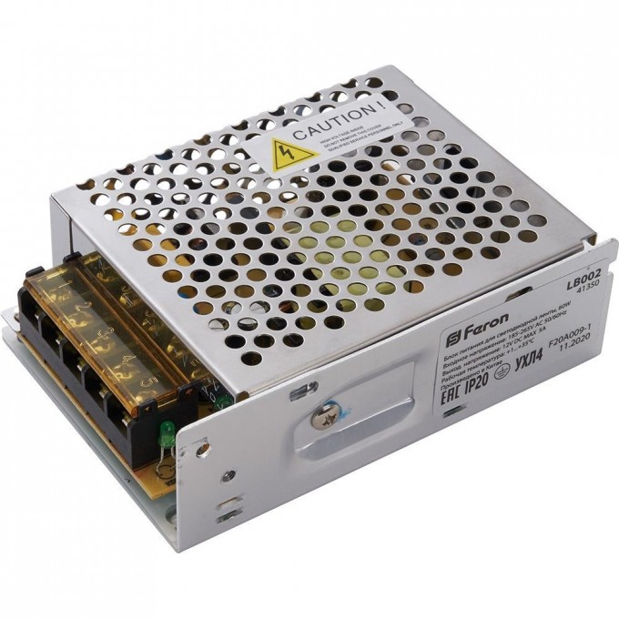 Трансформатор FERON электронный для светодиодной ленты 60W 12V (драйвер), LB002 41350